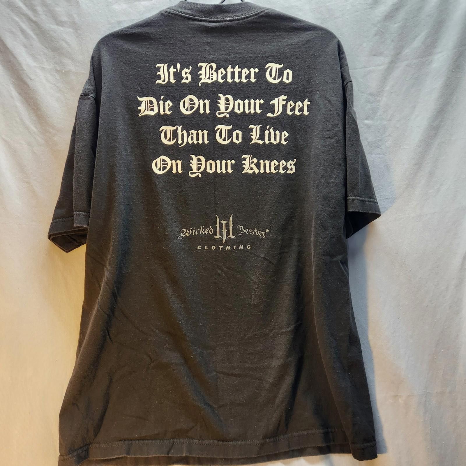 Designer Wicked Jester Motto Tshirt Black Size XL Vintage 2004 Size US XL / EU 56 / 4 - 5 Thumbnail