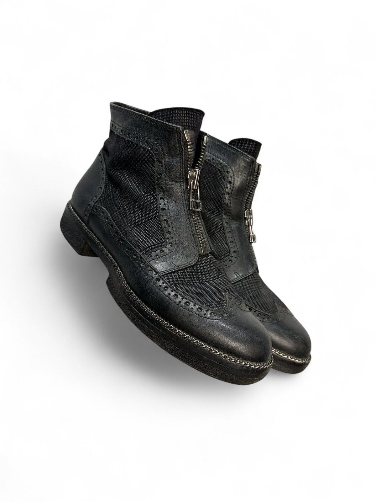 A.S.98 Vintage Orsace Black Leather Brogue Zip Gothic Avantgarde Size US 8 / IT 38 - 2 Thumbnail
