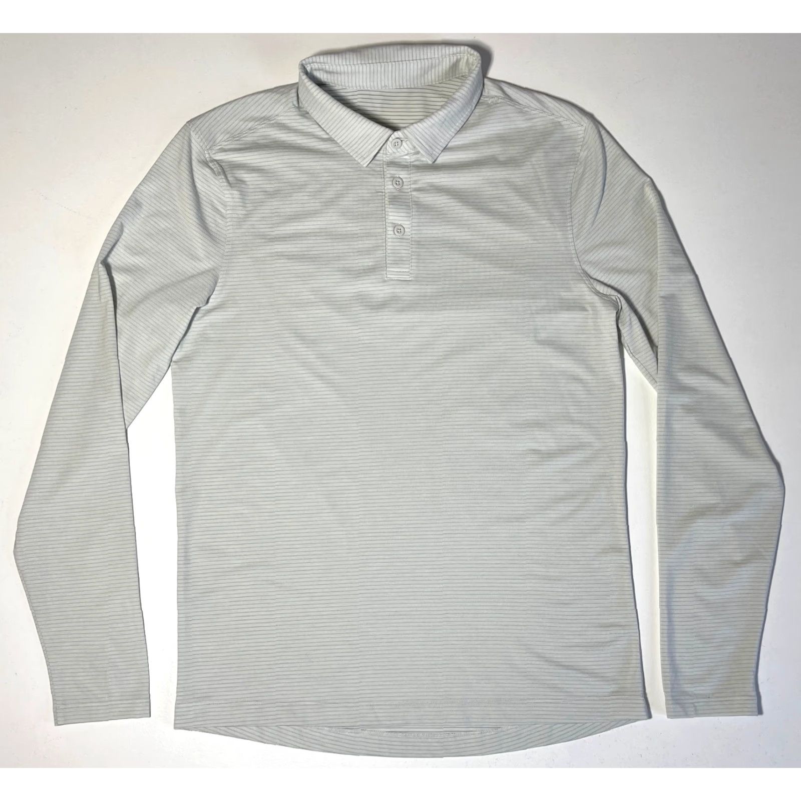 Lululemon Lululemon Men's Long Sleeve Polo Shirt Striped Sz M Light Green Logo Size US M / EU 48-50 / 2 - 4 Thumbnail
