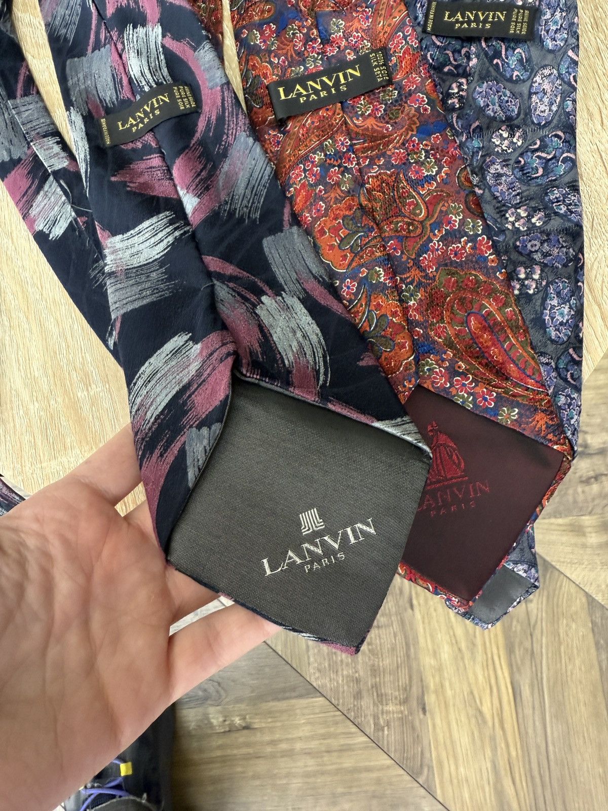Lanvin Vintage Lanvin Paris Silk Tie Lot Set 3 Designer Floral Size ONE SIZE - 10 Thumbnail