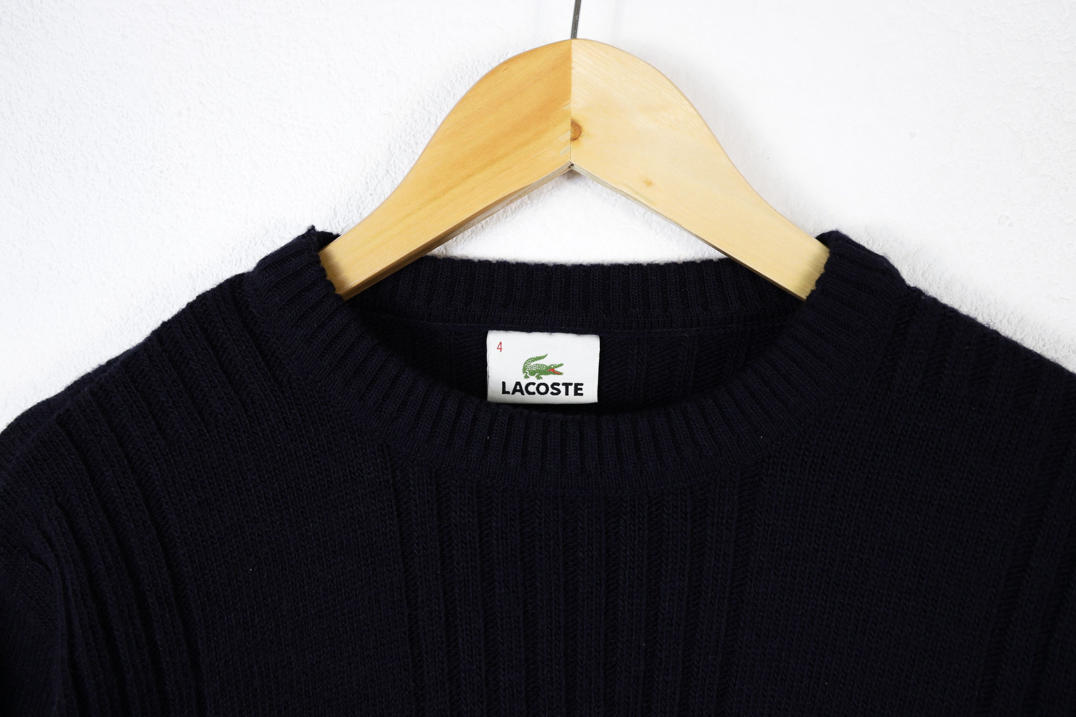 Lacoste × Vintage Vintage Lacoste Croc Logo Applique Ribbed Wool Sweater Size M / US 6-8 / IT 42-44 - 5 Thumbnail