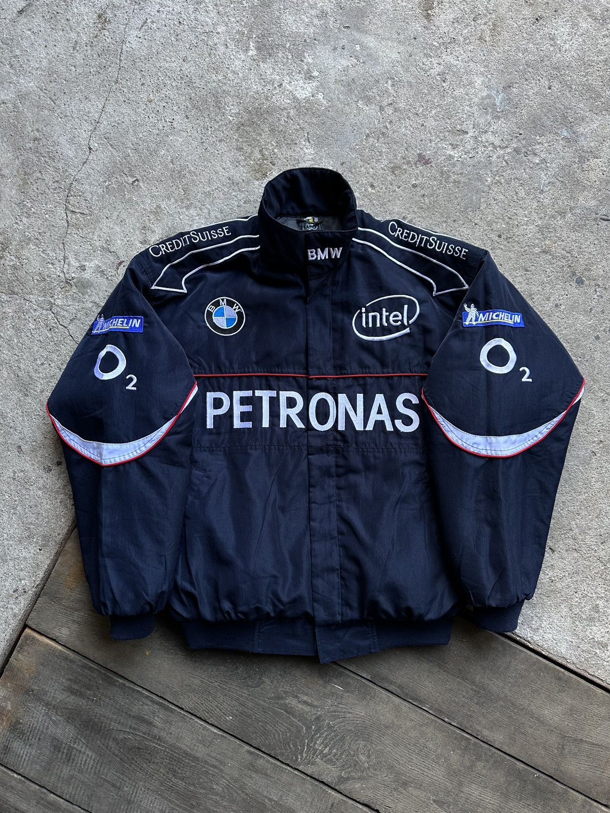 image of Y2K Vintage Bmw Formula 1 Padded Racing Jacket in Navy, Men's (Size XL)