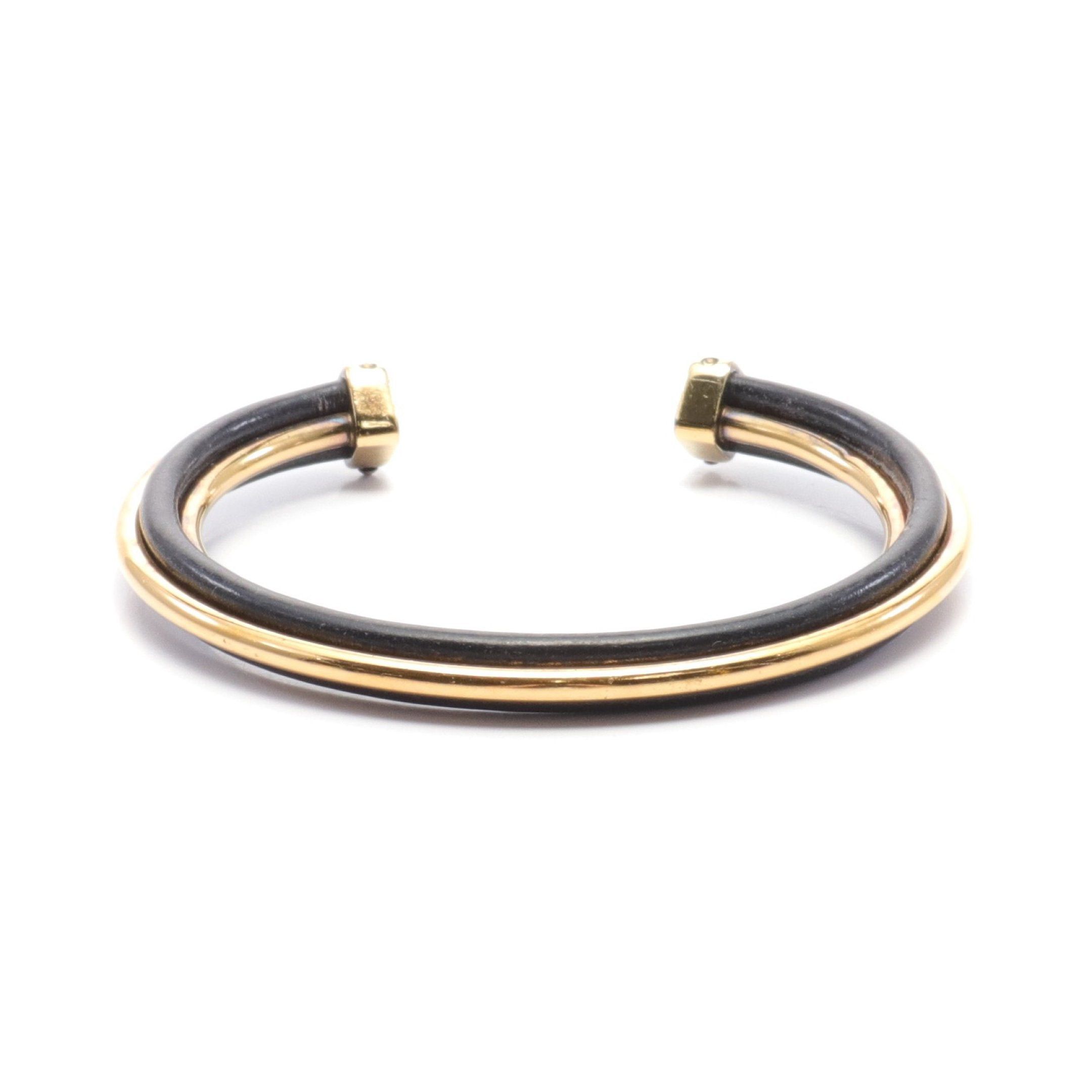 Bangle Leather GP Black Gold