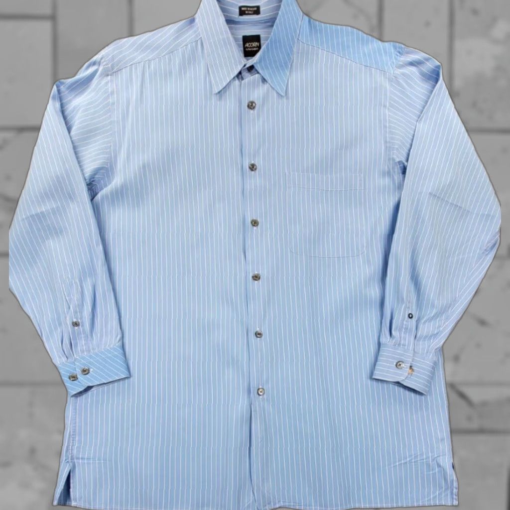 Vintage Acorn Shirt L Blue White Striped Button-Up Long Sleeve Italy Sz L Size US L / EU 52-54 / 3 - 1 Thumbnail