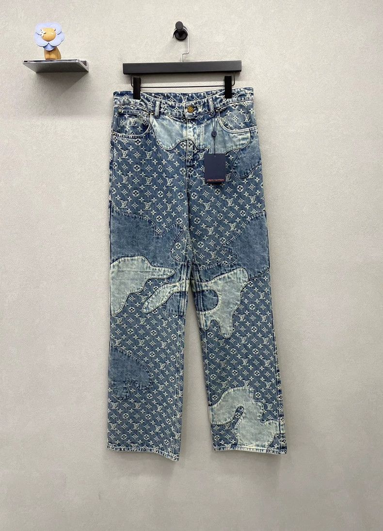 Louis Vuitton Nigo Co-branded Blue Full Print Jeans