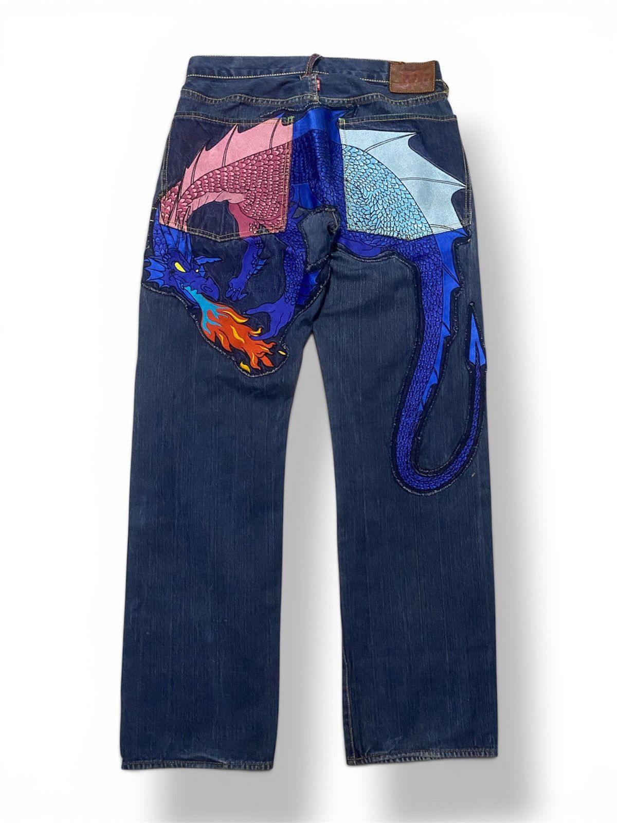 RMC Jeans Rmc x Yoropiko - Limited Edition Blue Hungry Dragon Denim Size US 33 - 1 Thumbnail
