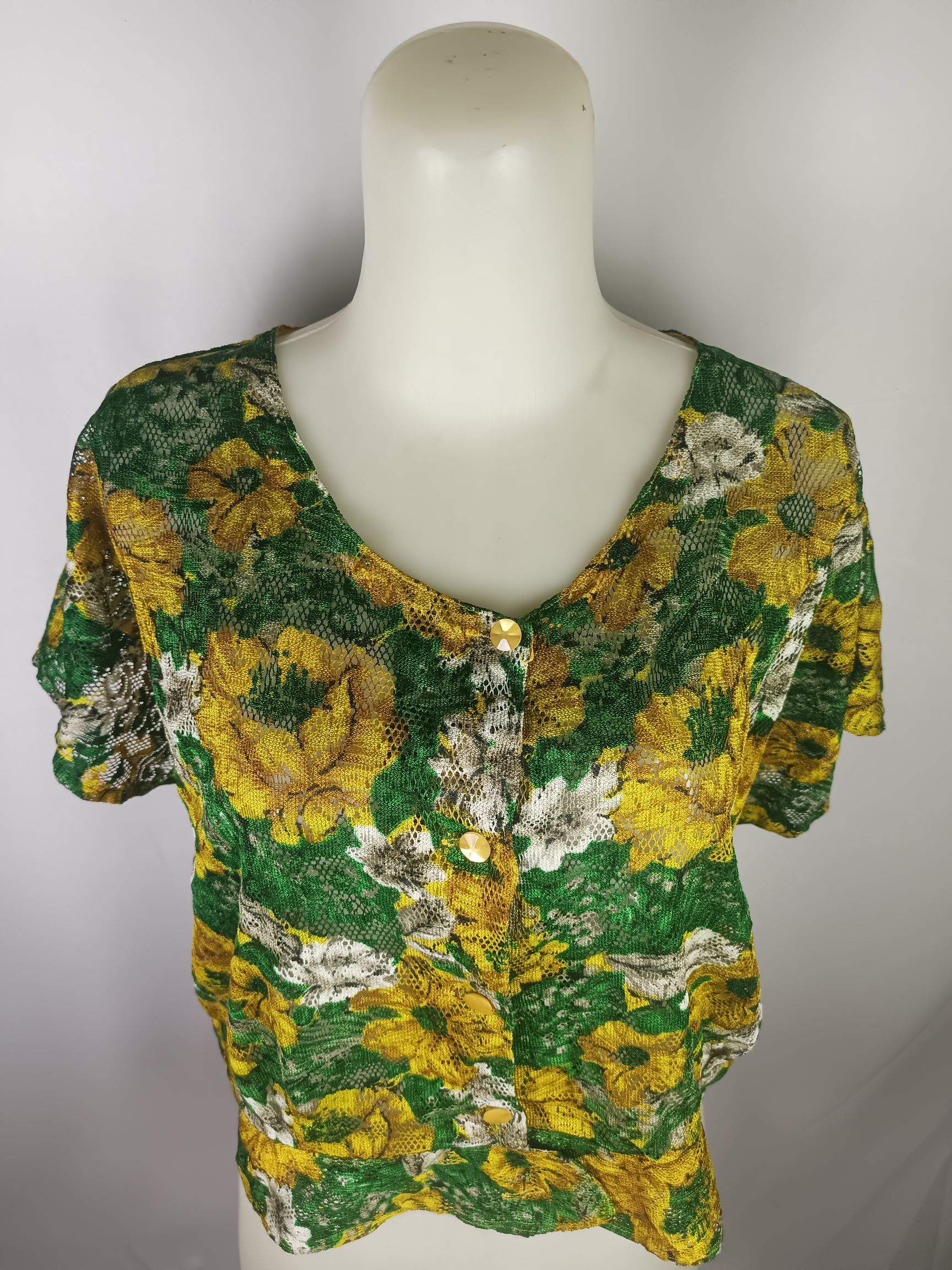 If Six Was Nine × Japanese Brand Womens Floral Lace Crop Tops Short Sleeve Size XL / US 12-14 / IT 48-50 - 2 Thumbnail