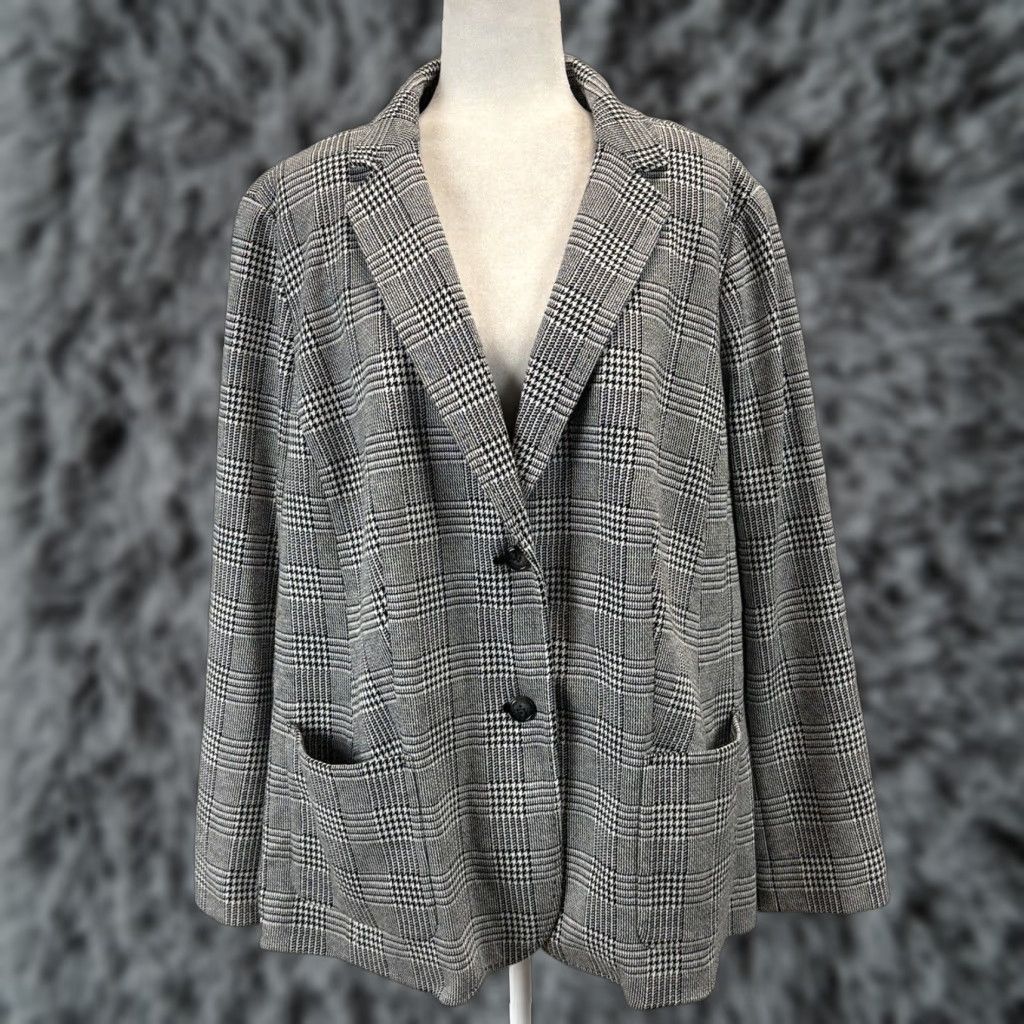 Talbots Talbots Houndstooth Blazer Jacket 22W Plus Black White Women’s Career Size 3XL / US 20-22 - 1 Thumbnail