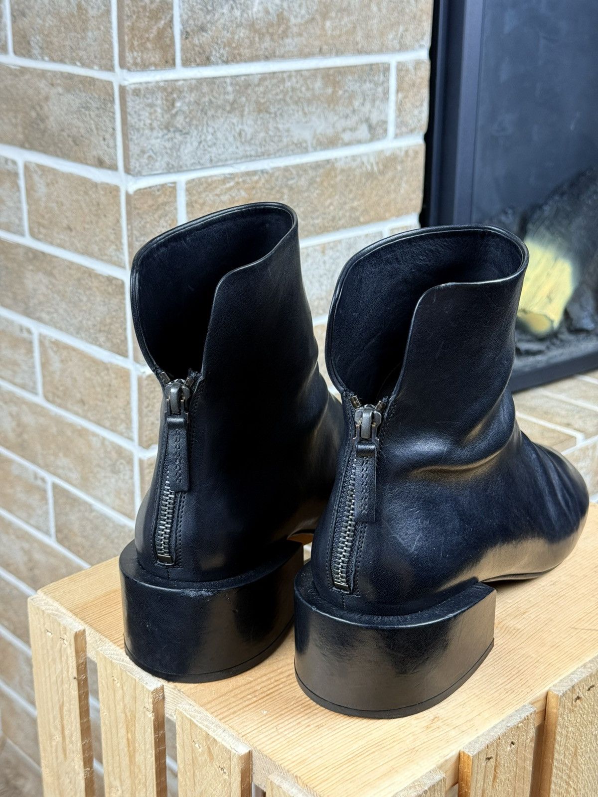 Marsell Marsell Black Leather Basata Ankle Back Zip Boots Size Size US 10 / IT 40 - 6 Thumbnail