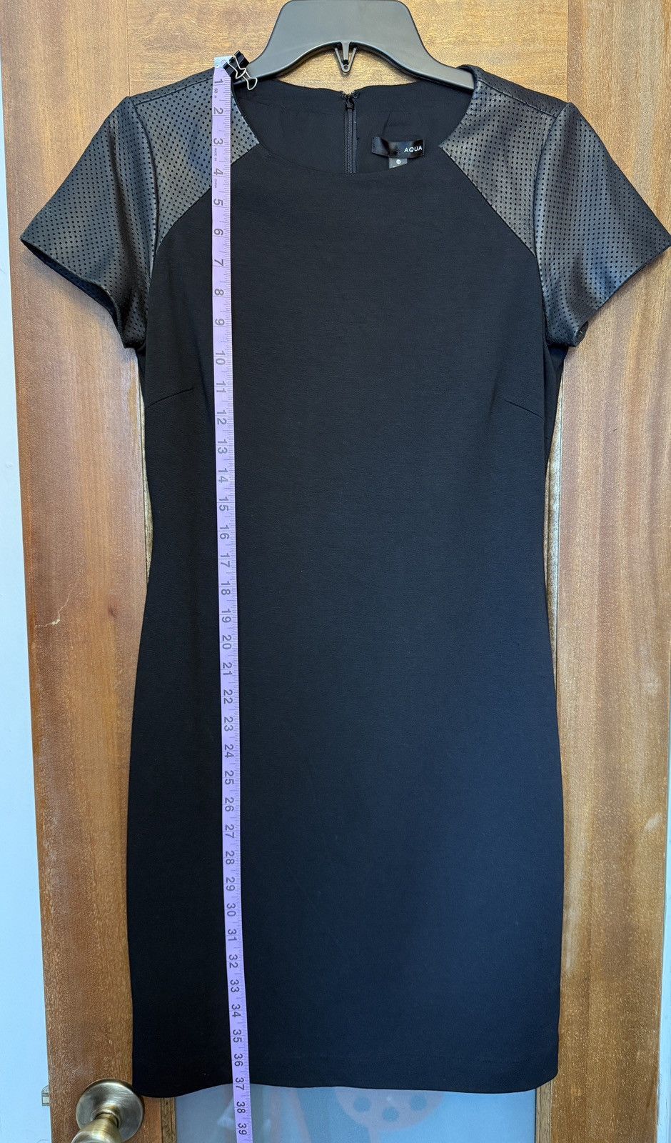 AQUA Aqua Sexy Black Sheath Dress Leather Cap Sleeve Medium Size M / US 6-8 / IT 42-44 - 7 Thumbnail