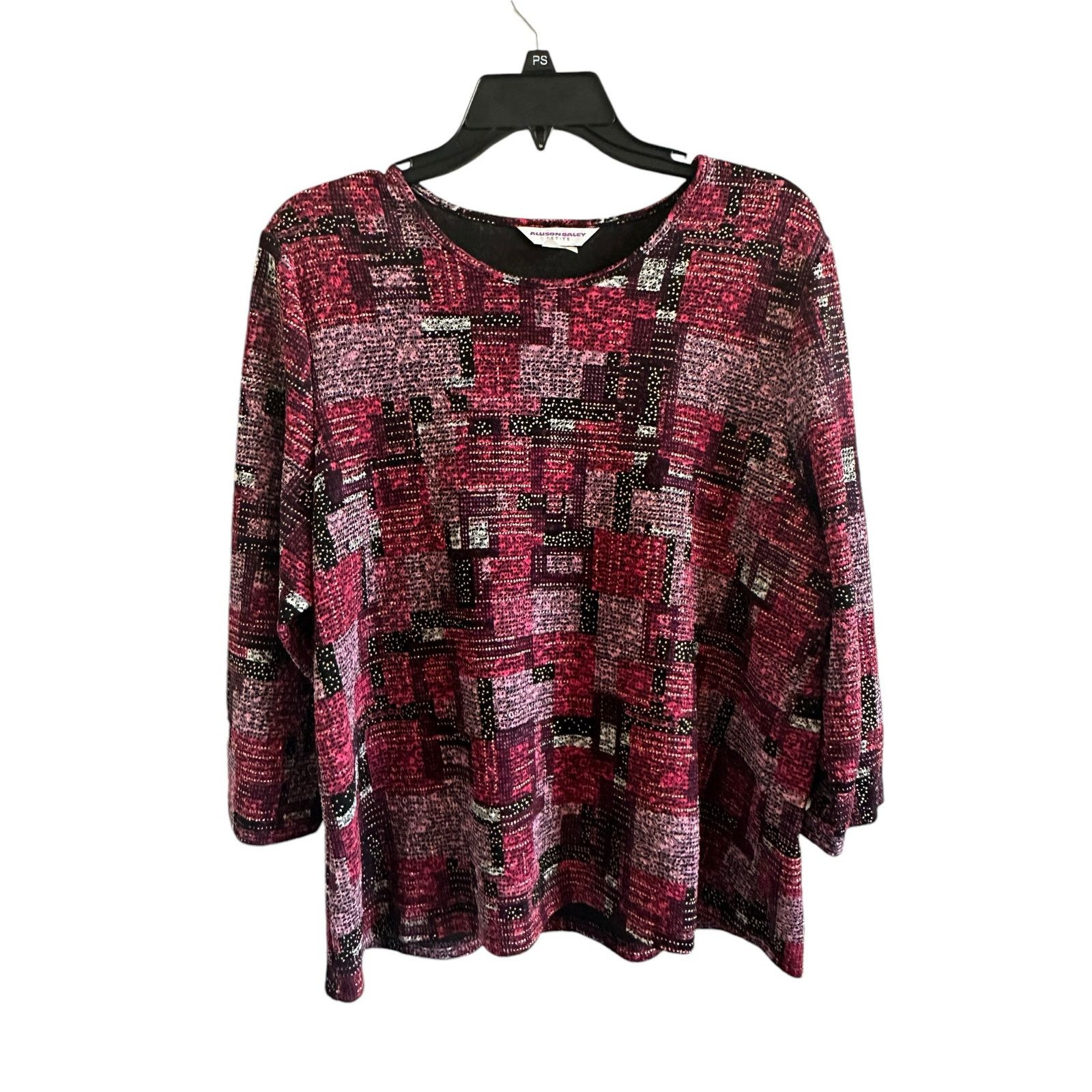 Other Allison Daley Crew Neck 3/4 Sleeve Purple Geometric Blouse Size L / US 10 / IT 46 - 5 Thumbnail