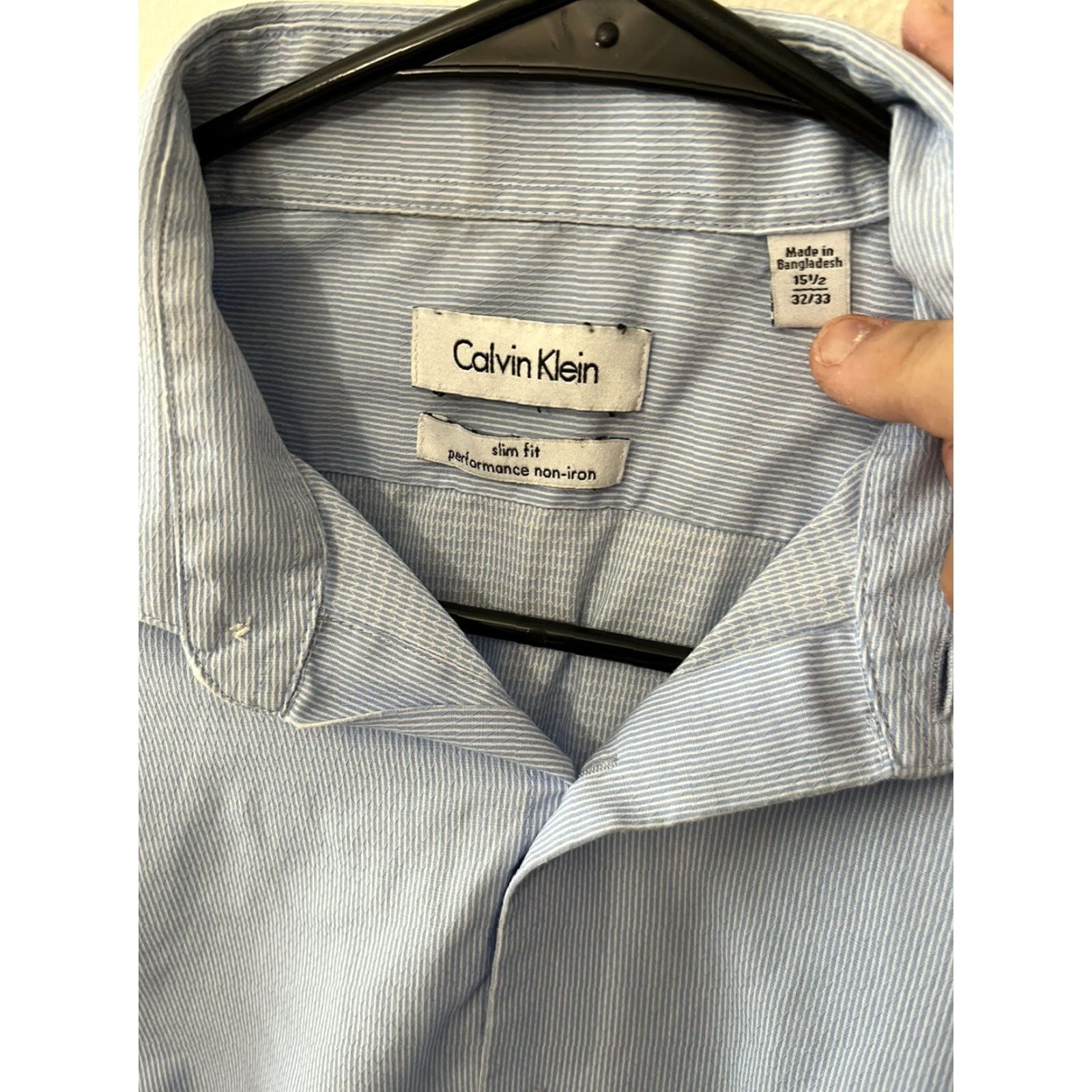 Calvin Klein Calvin Klein Shirt 15.5 Blue 100% Cotton Regular Fit Mens Size US M / EU 48-50 / 2 - 2 Thumbnail
