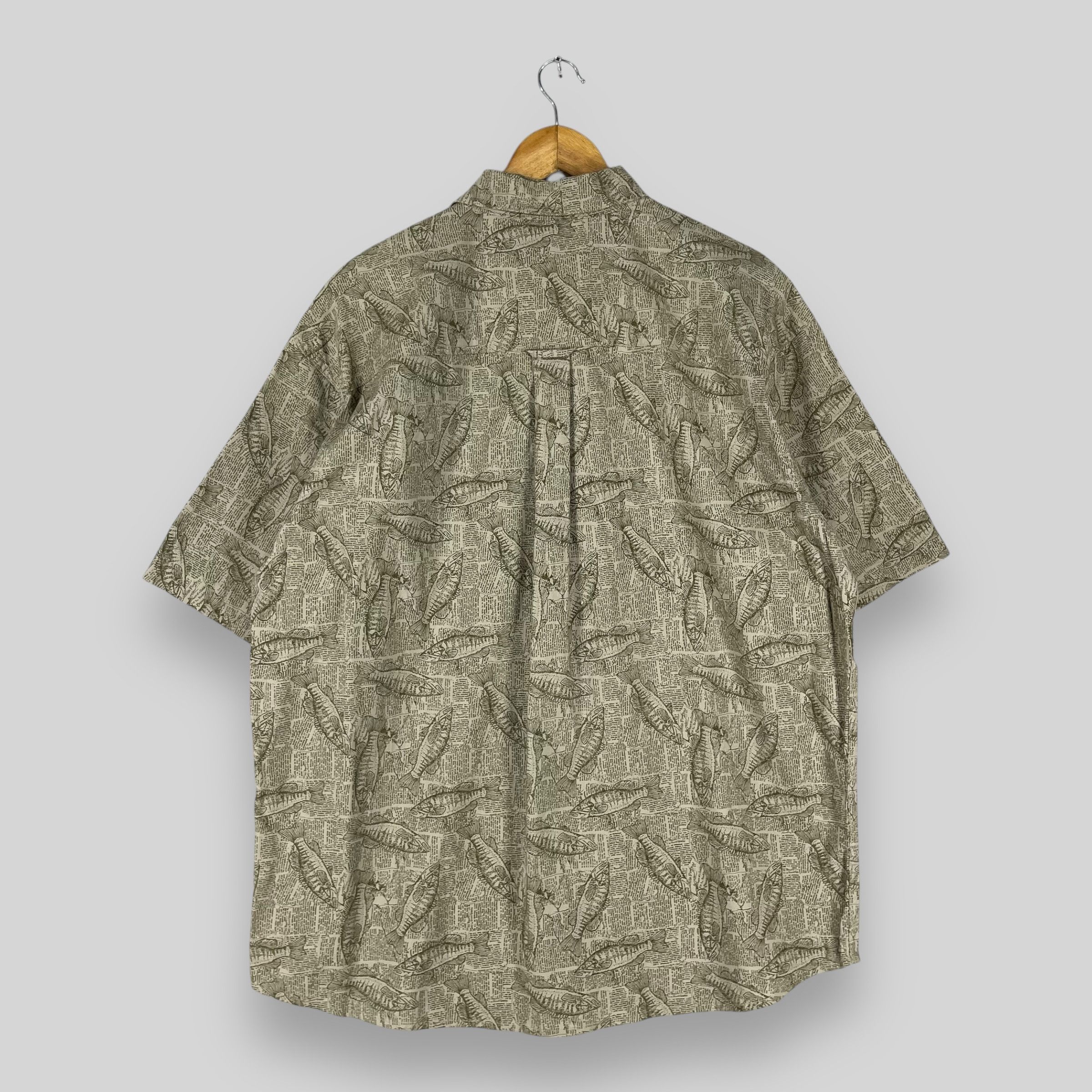 Japanese Brand Vintage WOOLRICH Abstract Freswater Bass Overprint Shirt Size US L / EU 52-54 / 3 - 8 Thumbnail