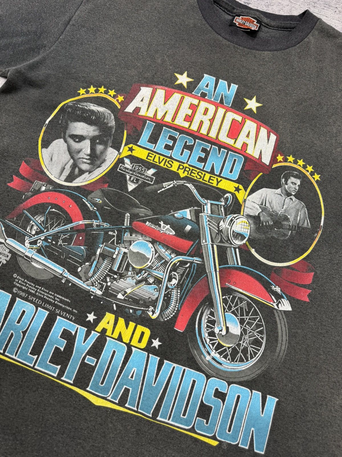 Band Tees × Harley Davidson × Vintage Vintage 80’s 1987 Harley-Davidson Elvis Presley T-Shirt Tee Size US L / EU 52-54 / 3 - 10 Thumbnail