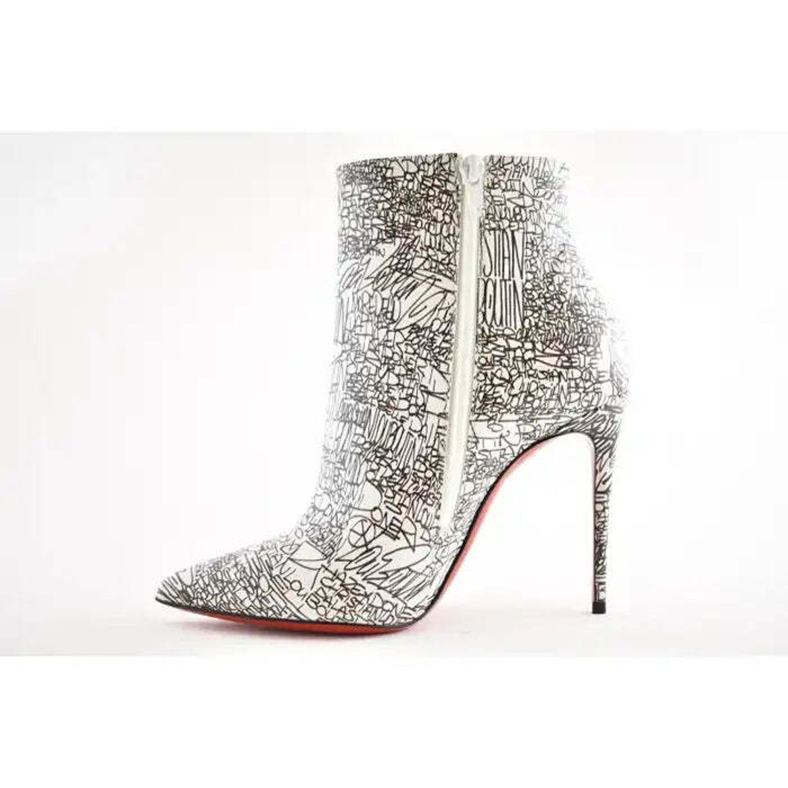 Christian Louboutin Christian Louboutin So Kate Booty 100 Black White Caligraf Size US 5.5 / IT 35.5 - 9 Thumbnail