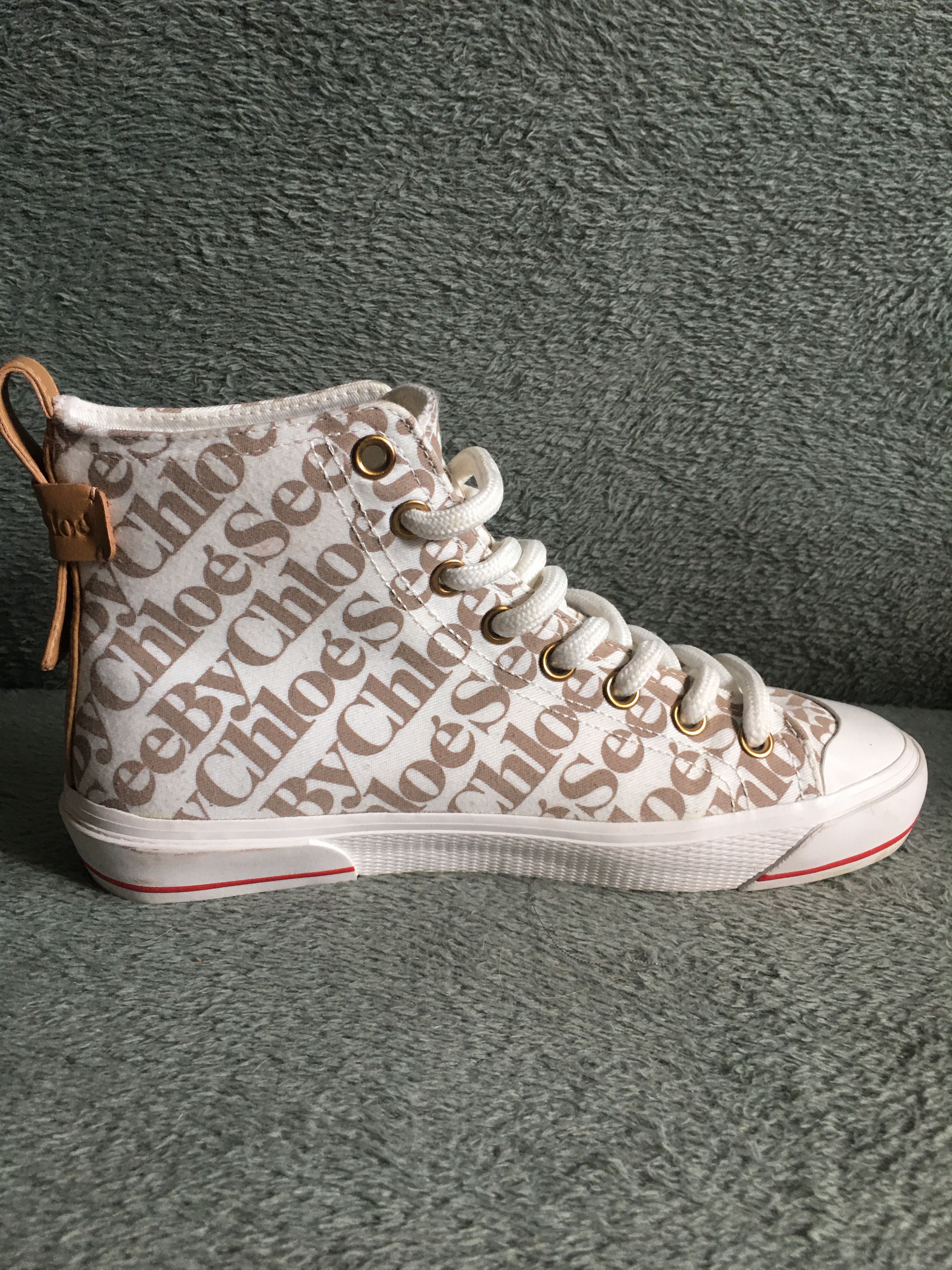 See by Chloe See by CHLOÉ ARYANA White Logo Canvas Sneakers EU 38 Size US 8 / IT 38 - 8 Thumbnail