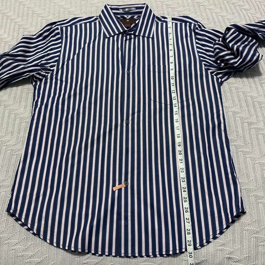 Toscano Toscano navy and pink striped button down shirt Size US L / EU 52-54 / 3 - 7 Thumbnail