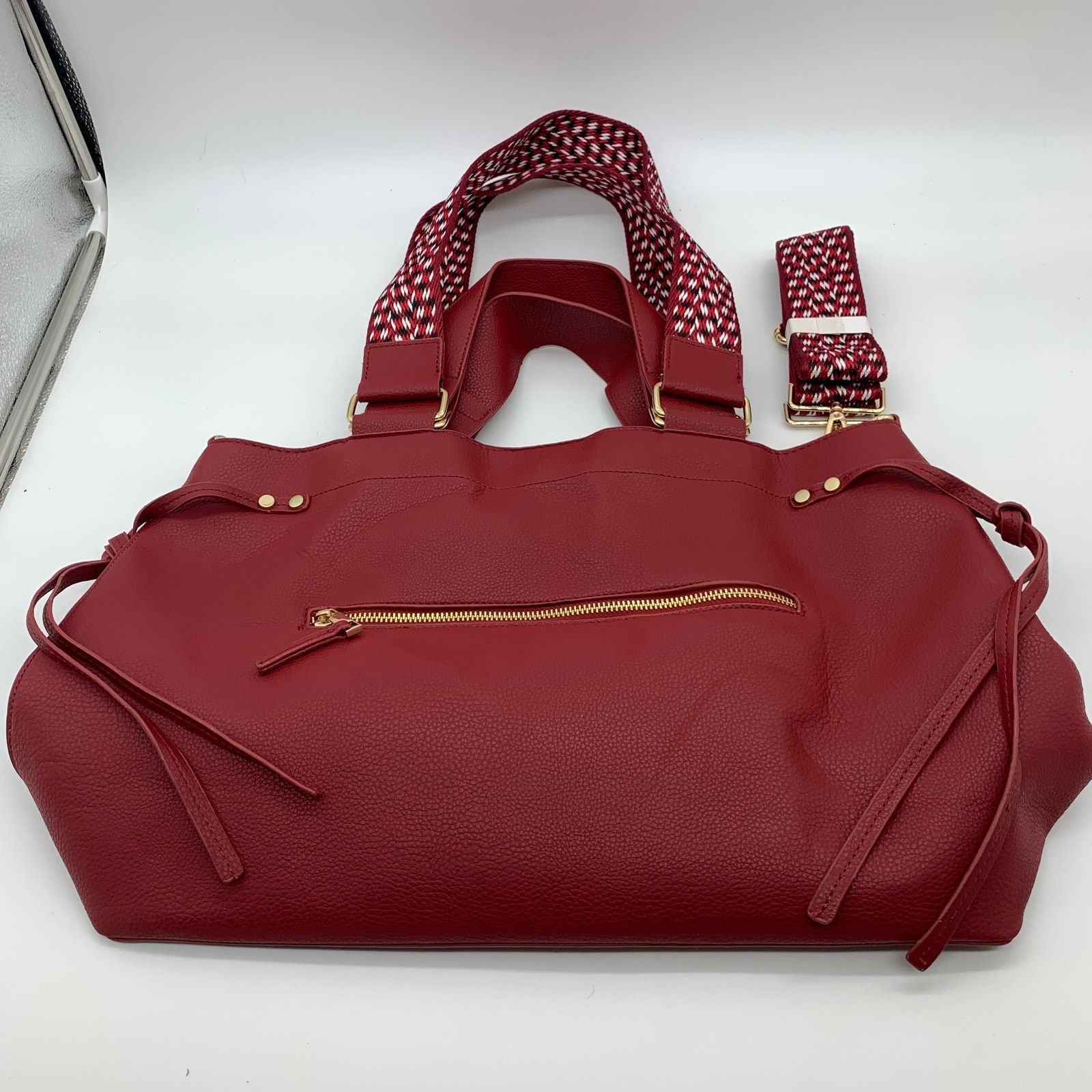 Other AHDORNED Red Purse North/South Double Handle Tote Size ONE SIZE - 14 Thumbnail