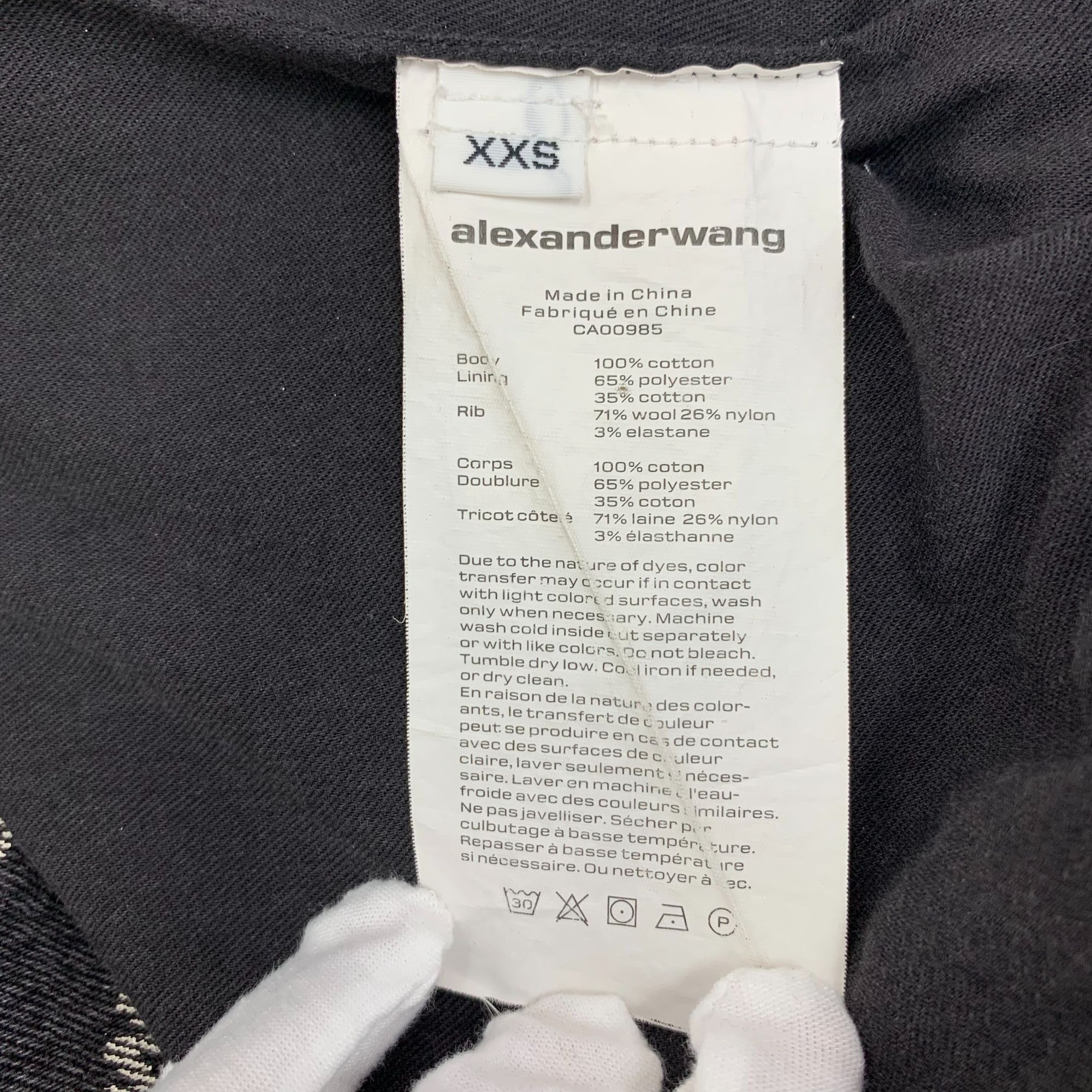 Alexander Wang Alexander Wang Black & Gray Logo Print Cotton Hooded Zipper Size XXS / US 00 / IT 34 - 5 Thumbnail