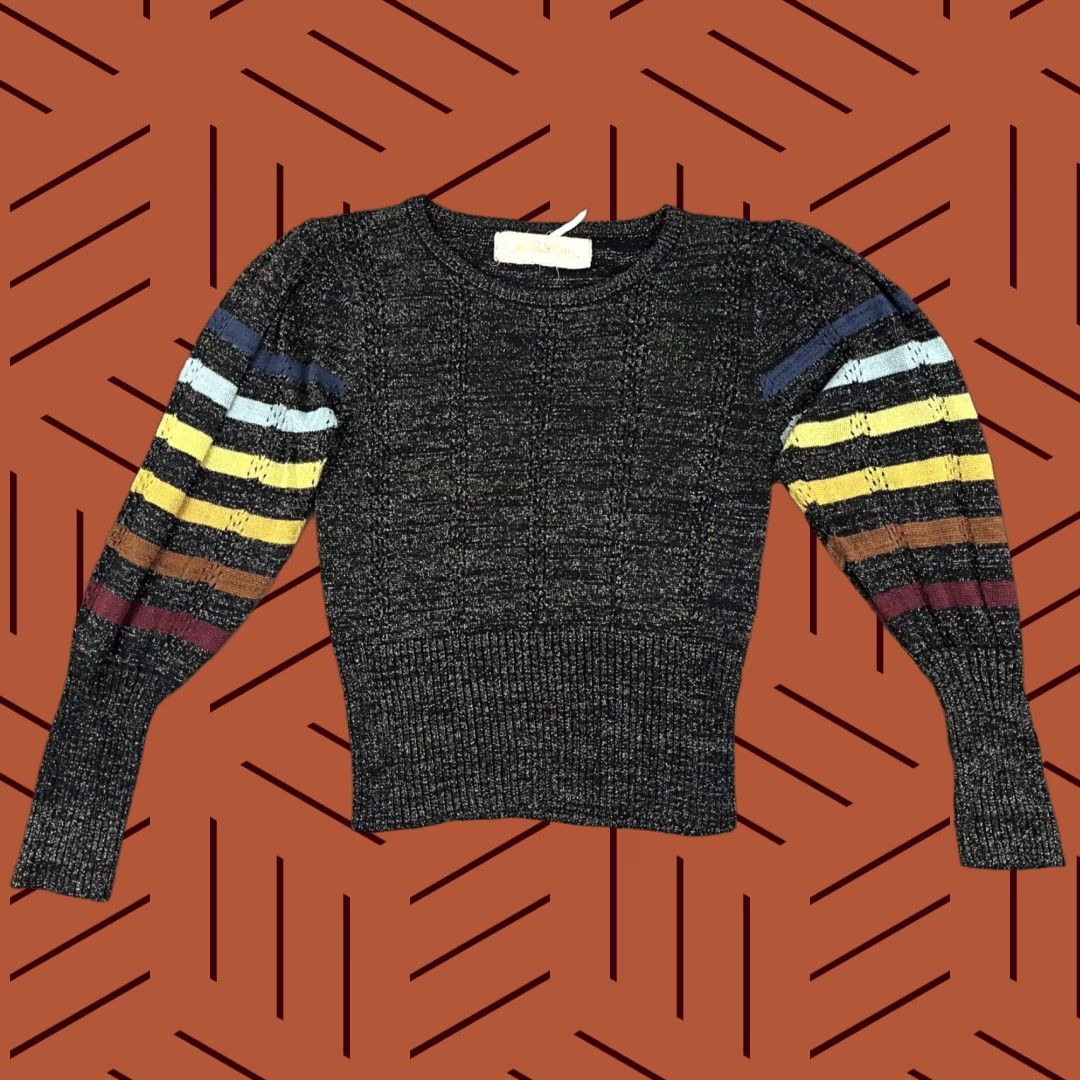 Vintage VINTAGE Jens Pirate Booty Luciana Sweater Womens M/L Black Metallic Ribbed Rayon Casual, Party, Workwear, Fall Winter Size M / US 6-8 / IT 42-44 - 1 Thumbnail