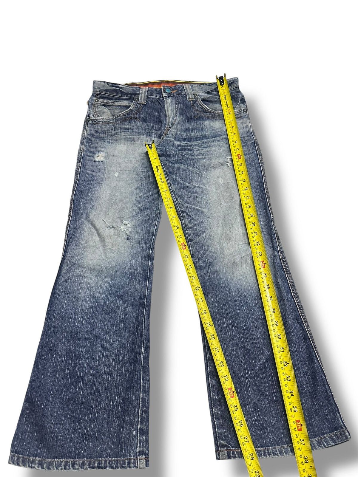 Edwin Vintage Edwin Bluetrip Leather Tag Wideleg Style Faded Wash Size US 33 - 12 Thumbnail
