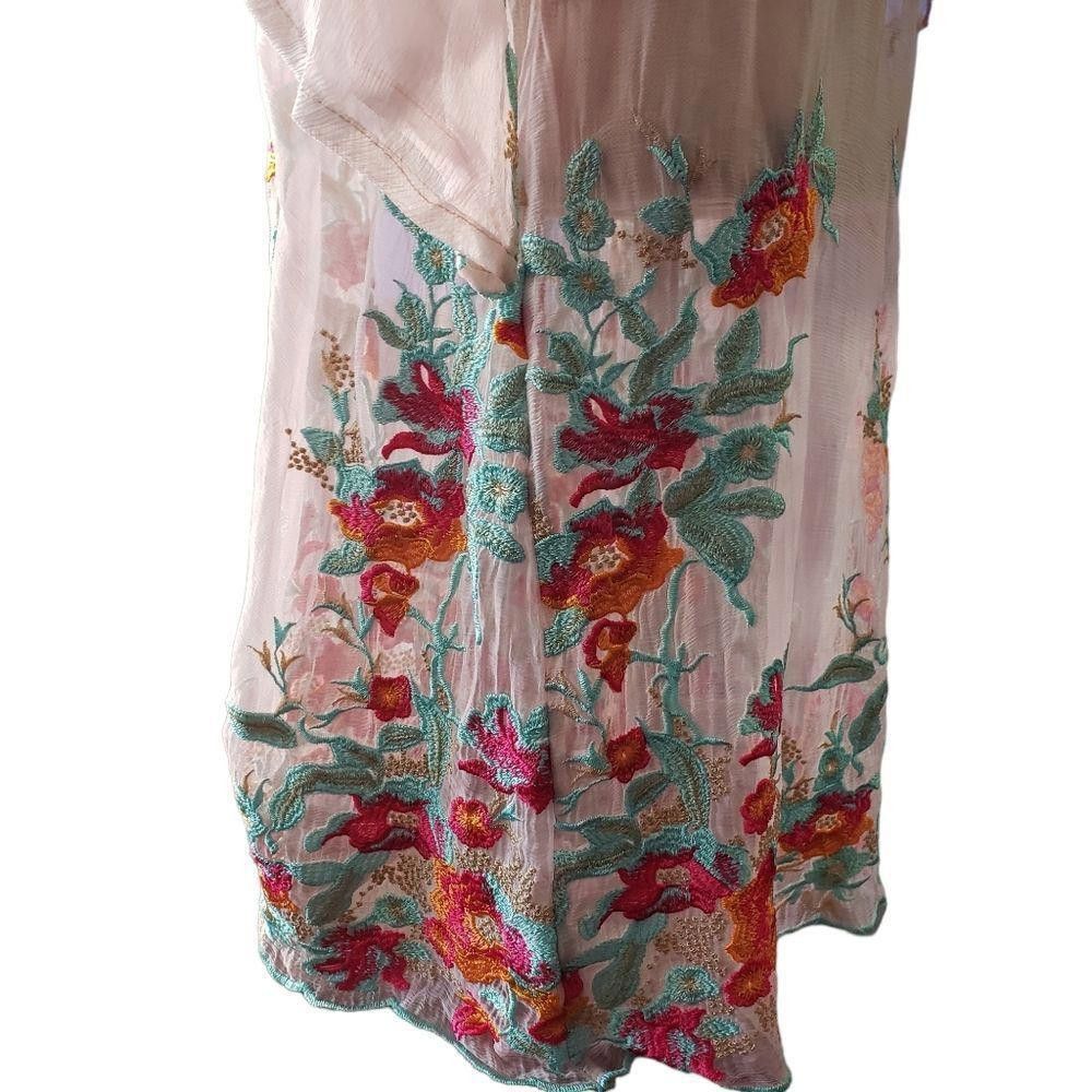 Designer CT1089a Soft Surroundings Pink Sheer Embroidered Cover up L Size L / US 10 / IT 46 - 6 Thumbnail