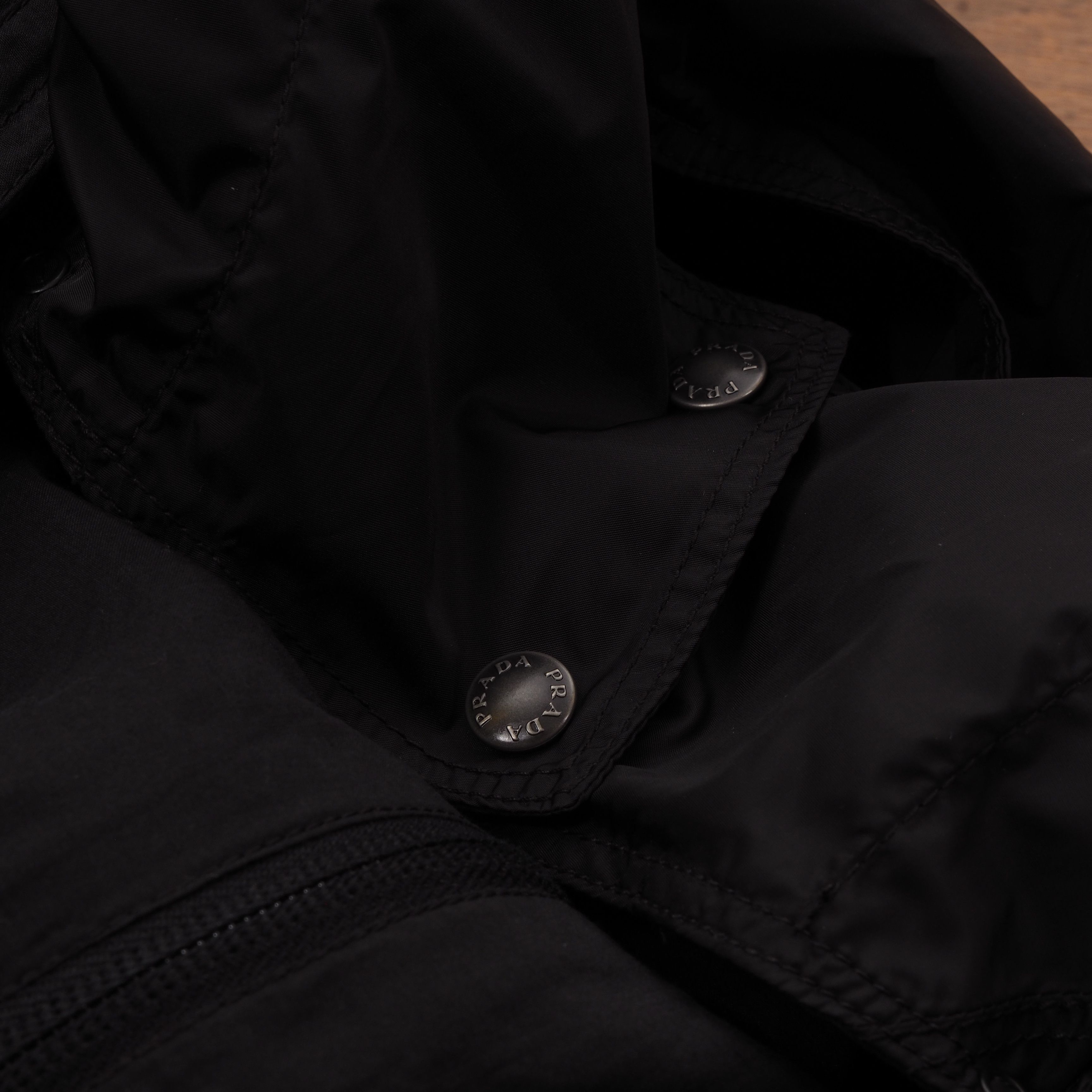 Prada Vintage Black Puff Sleeve Lightweight Zip Jacket
