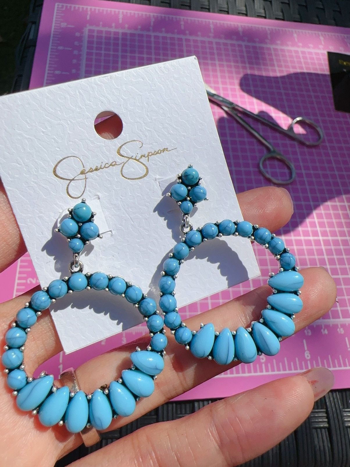 Jessica Simpson Jessica Simpson earrings blue beads silver tone Size ONE SIZE - 1 Thumbnail