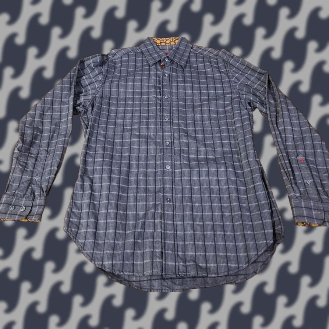 Robert Graham Robert Graham Men's Long Sleeve Shirt Gray Square Pattern Button-Up Collared Embroidered Graphic Print Size L Size US L / EU 52-54 / 3 - 1 Thumbnail