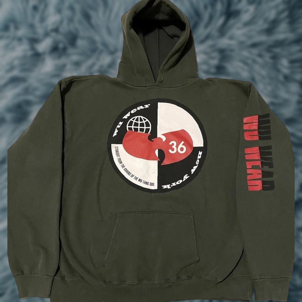 Vintage VINTAGE Wu Wear Hoodie Sweatshirt 2XL Green Men Pullover Grunge Hip Hop NYC 90s Wu Tang Rza Gza Raekwon Size US XXL / EU 58 / 5 - 1 Thumbnail