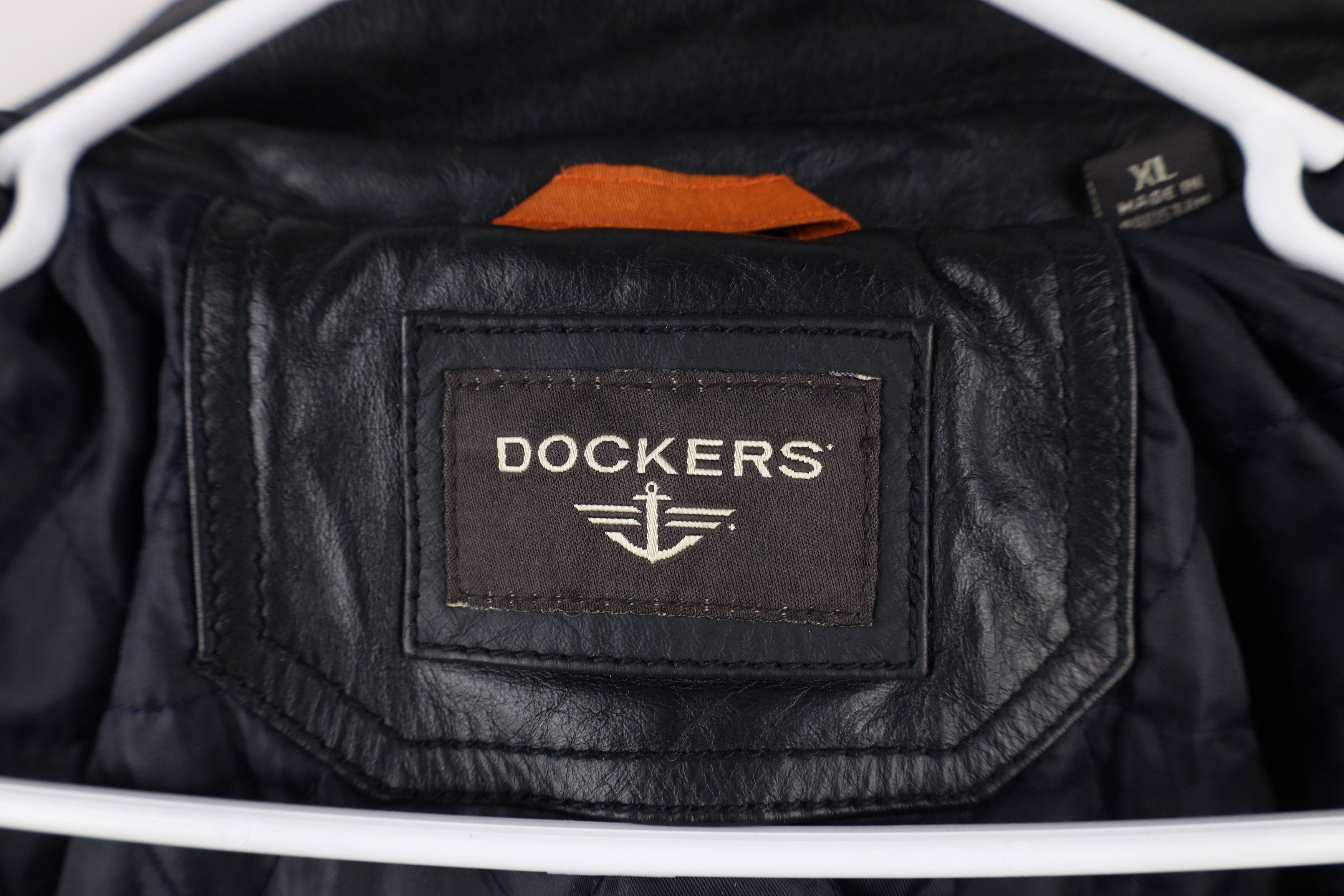 Dockers × Vintage Vintage Dockers Leather Quilted Full Zip Bomber Jacket Black Size US XL / EU 56 / 4 - 10 Thumbnail