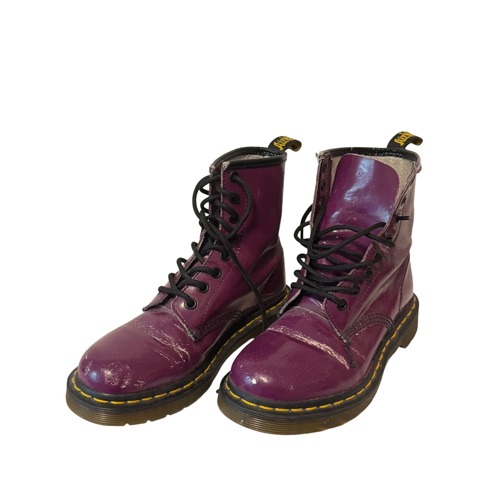 Dr. Martens Dr. Martens Purple Patent Combat Boots Womens Size 5 Lace-Up Size US 5 / IT 35 - 3 Thumbnail