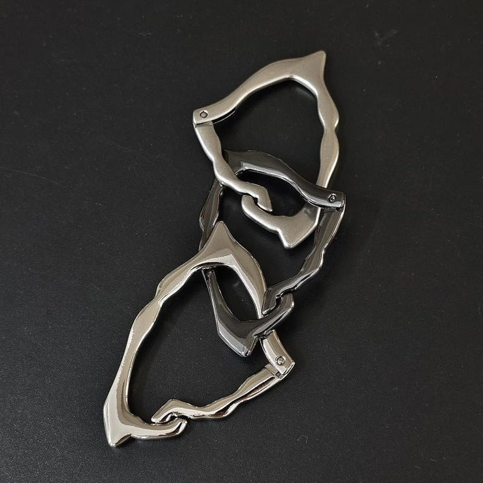 Jewelry Black and Silver Modern Chain Link Keychain Size ONE SIZE - 3 Thumbnail