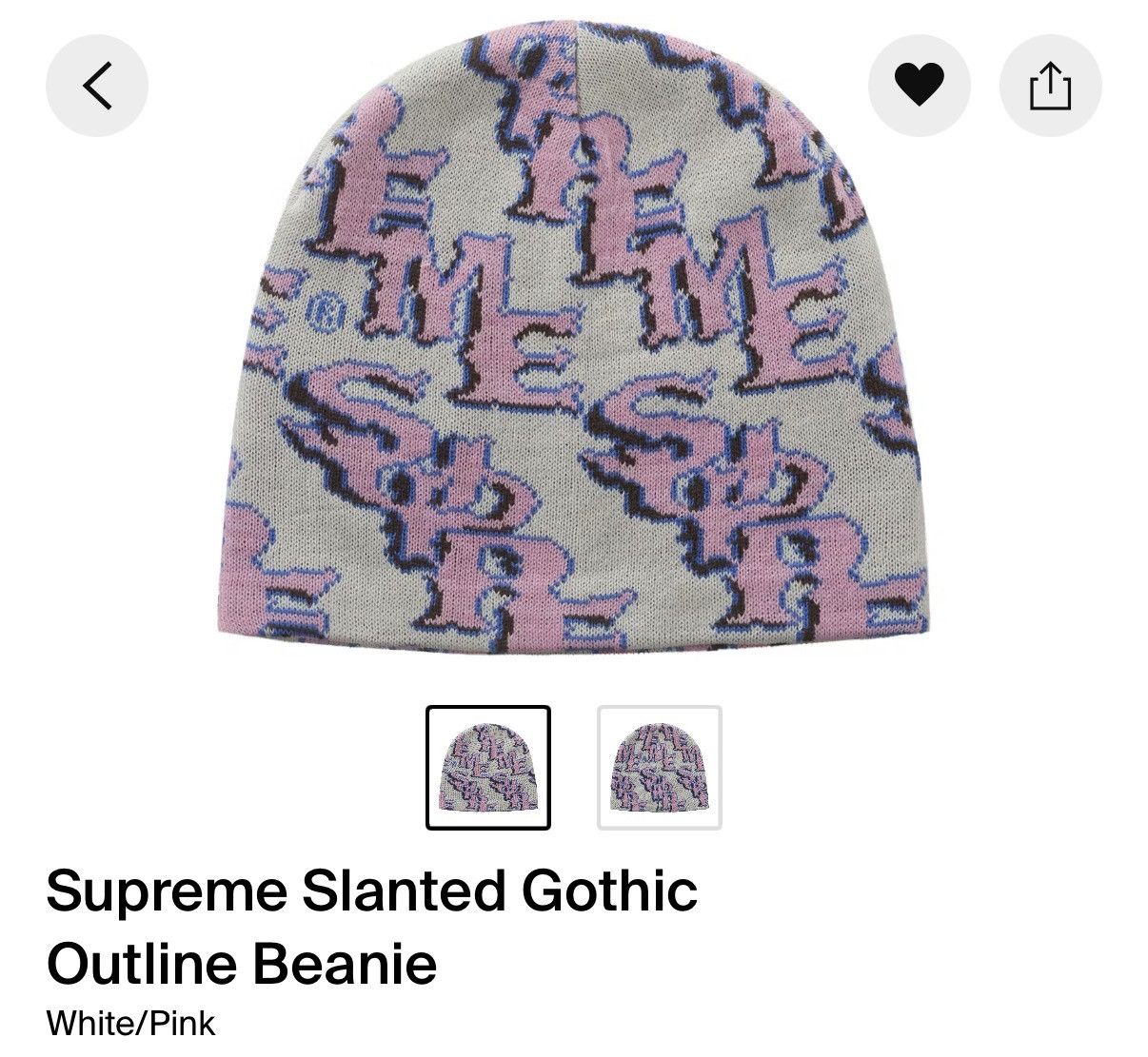 Supreme Supreme Slanted Gothic Outline Beanie Pink Size ONE SIZE - 1 Thumbnail