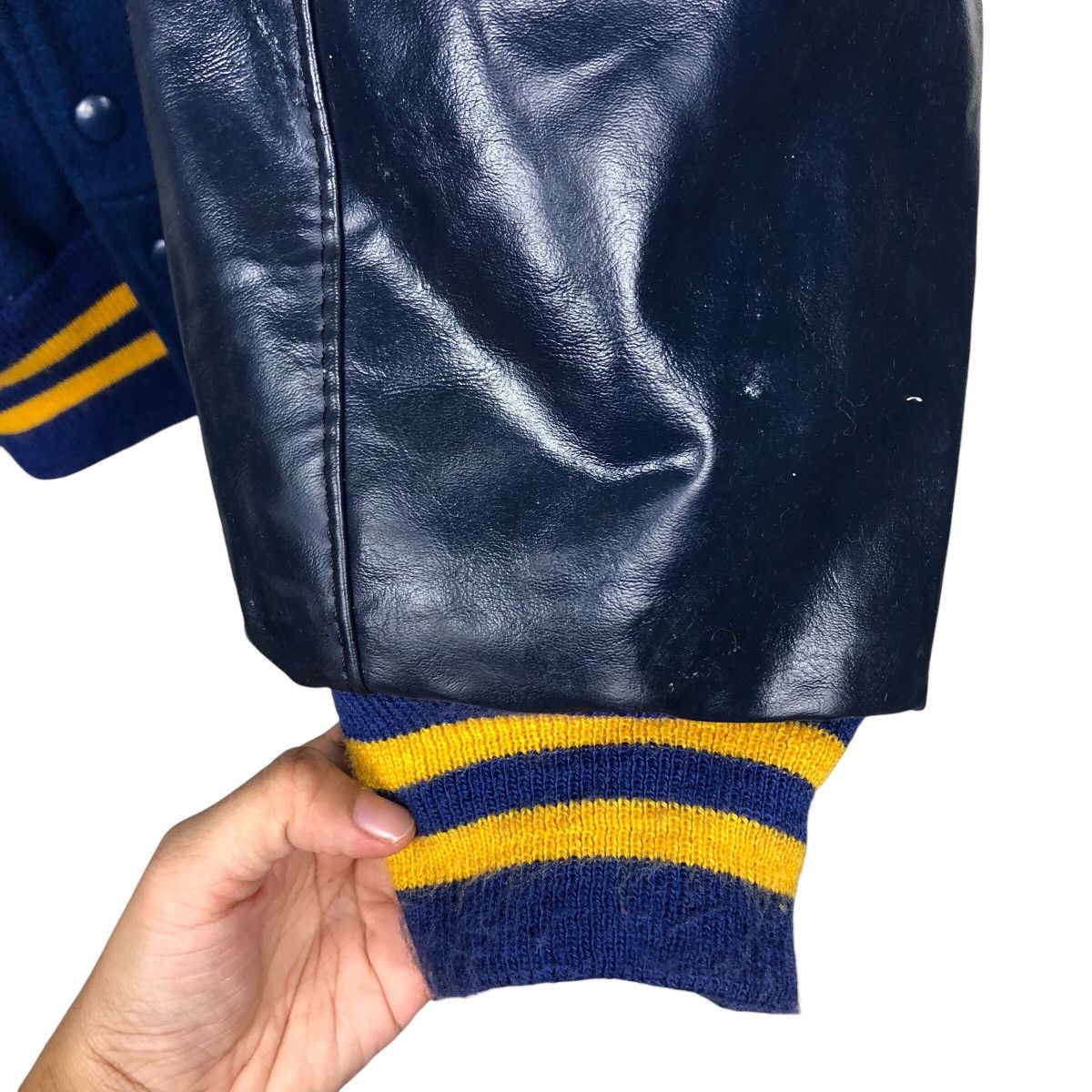 Delong 📌Vintage Leather Varsity Jacket Delong Made in Usa Size US XL / EU 56 / 4 - 16 Thumbnail