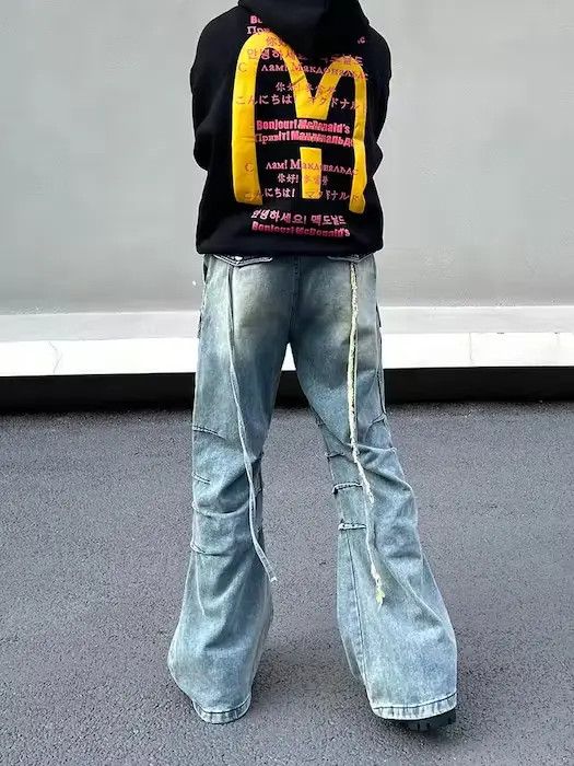 Designer × Japanese Brand Blue Opium Cargo Baggy Flared Denim Jeans Size US 30 / EU 46 - 4 Thumbnail