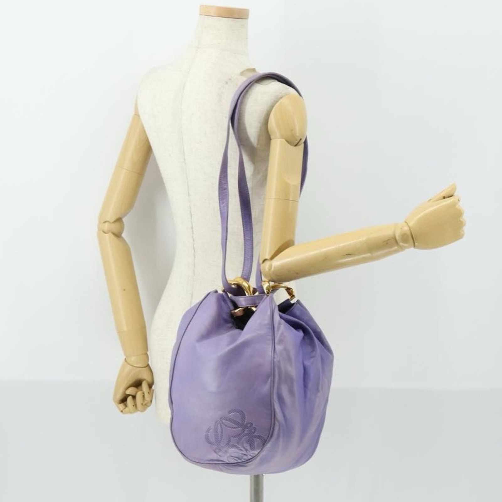 Loewe Loewe Purple Leather Anagram Hobo Buttery Soft Gold Hardware Size ONE SIZE - 13 Thumbnail