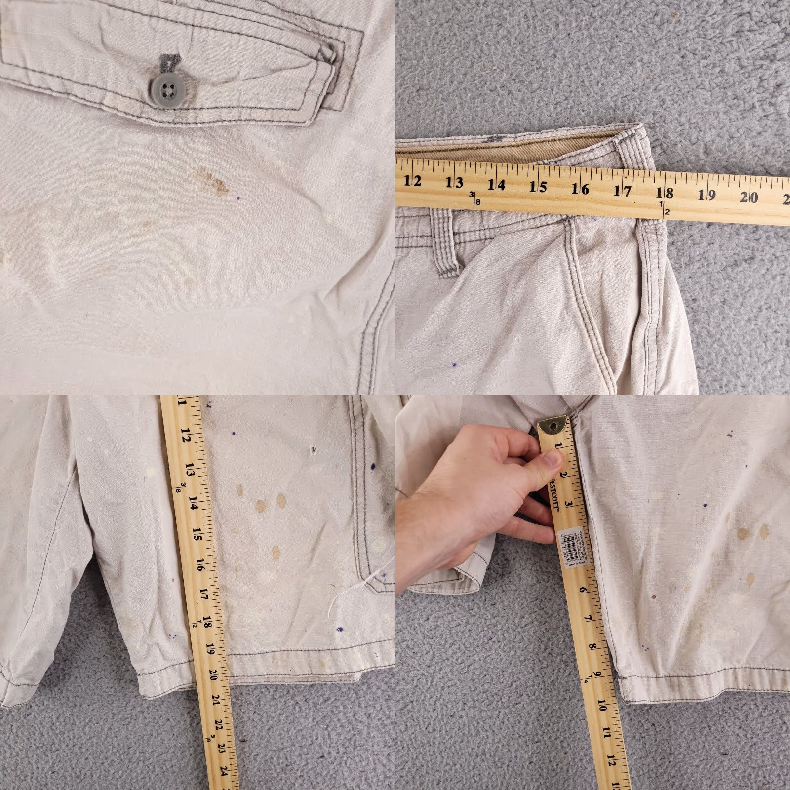 Izod Izod Cargo Shorts Mens 35 Distressed Beige Tan Workwear Cotton Solid M Waist 35 Mens Size US 35 - 8 Thumbnail