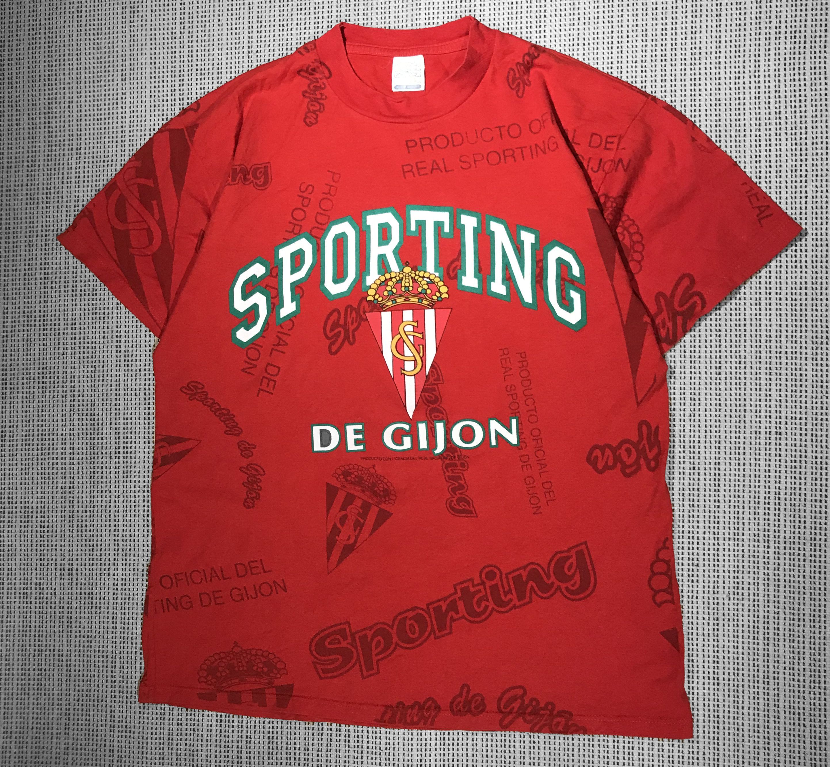 Vintage Red Y2K Sporting de Gijon AOP T-shirt (M) Size US M / EU 48-50 / 2 - 1 Thumbnail