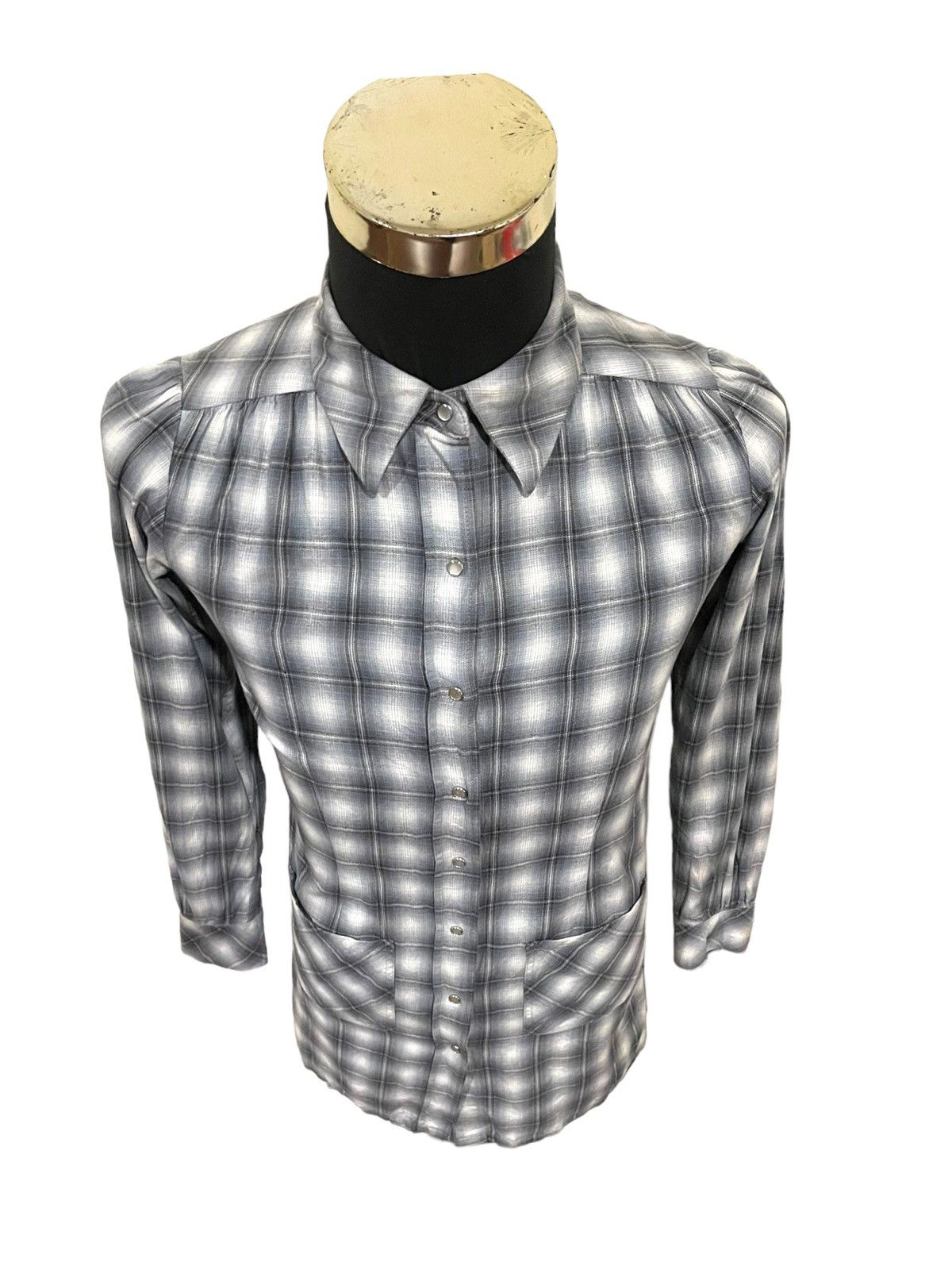agnes b. Agnes B. Vintage 90s Shadow Plaid Blouse Size M / US 6-8 / IT 42-44 - 5 Thumbnail