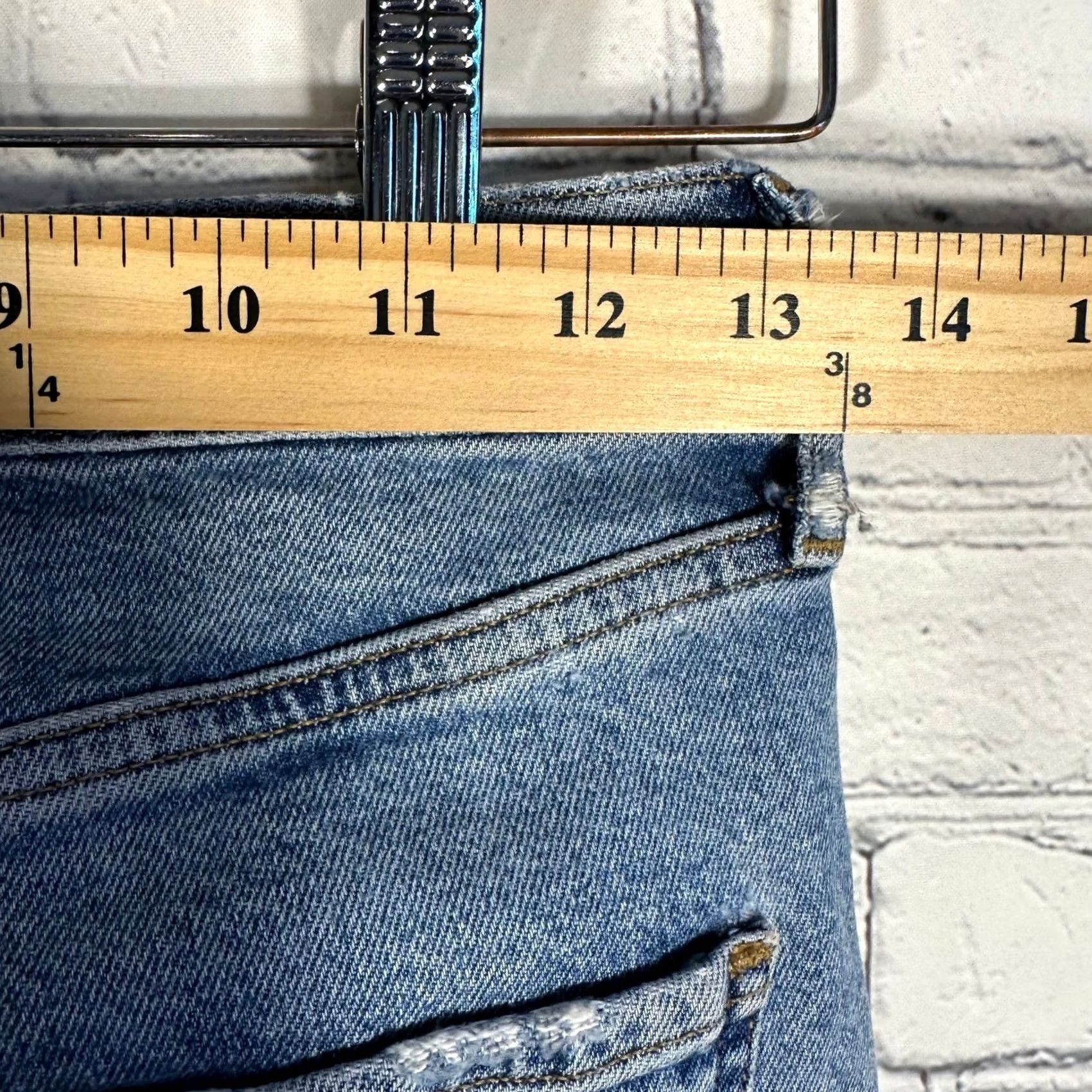 Agolde AGOLDE Jeans Womens 27 High Rise Riley Long Blue Jeans Button Fly Distressed 5-Pocket Denim Straight High Rise Womens Jeans Size 27" / US 4 / IT 40 - 7 Thumbnail