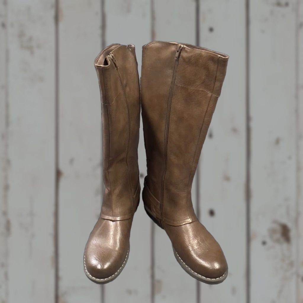Vintage Baretraps WomenS Riding Boots 8M Dark Brown Mid-Calf Zip Comfort 1 Heel Shoes Nib, Women's