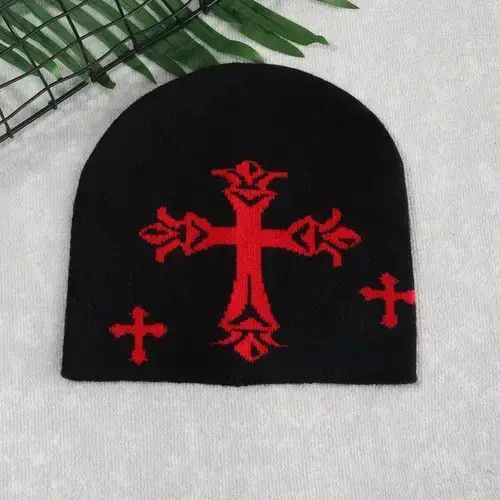 VIBE Black Red Knit Slouchy Beanie Hat 2024 Size ONE SIZE - 2 Thumbnail