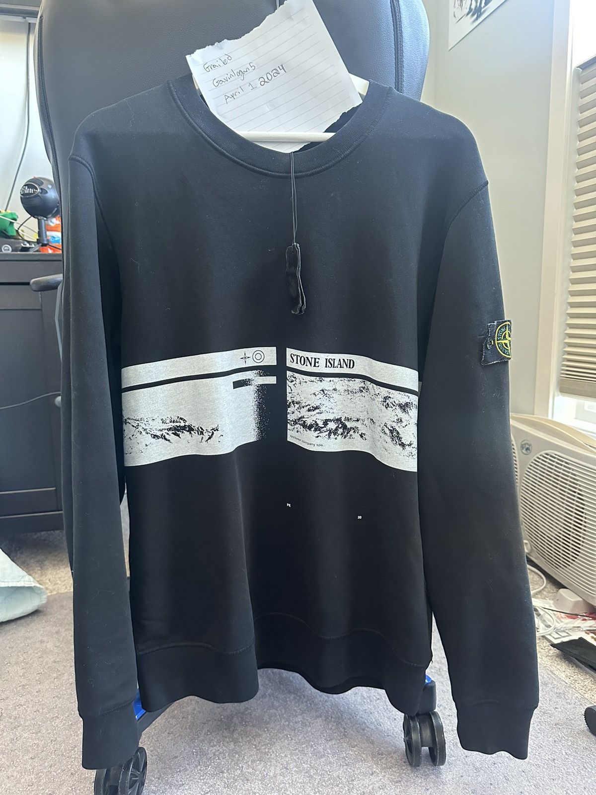 image of Stone Island Graphic Crewneck in Black, Men's (Size Large)