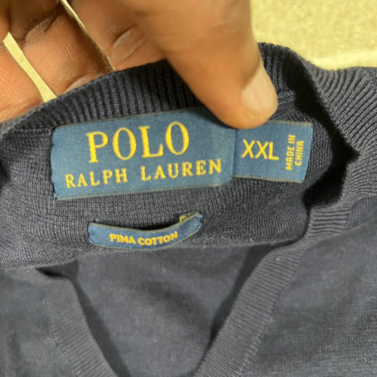 Polo Ralph Lauren Polo Ralph Lauren Sweater XXL Navy V Neck Pullover Red Pony Size US XXL / EU 58 / 5 - 4 Thumbnail