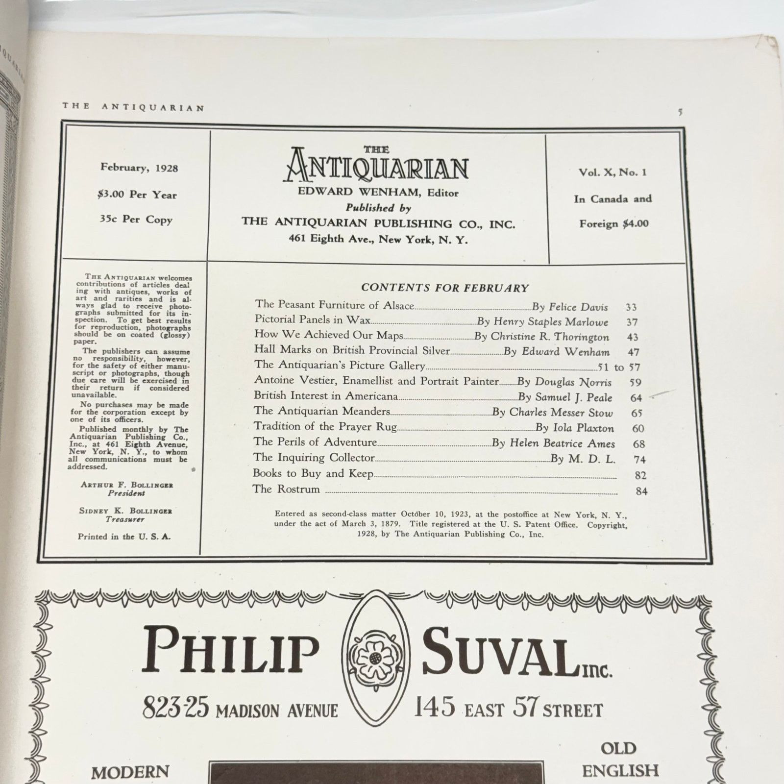 Vintage The Antiquarian Magazine Vol X No 1 February 1928 Ephemera Size ONE SIZE - 6 Thumbnail