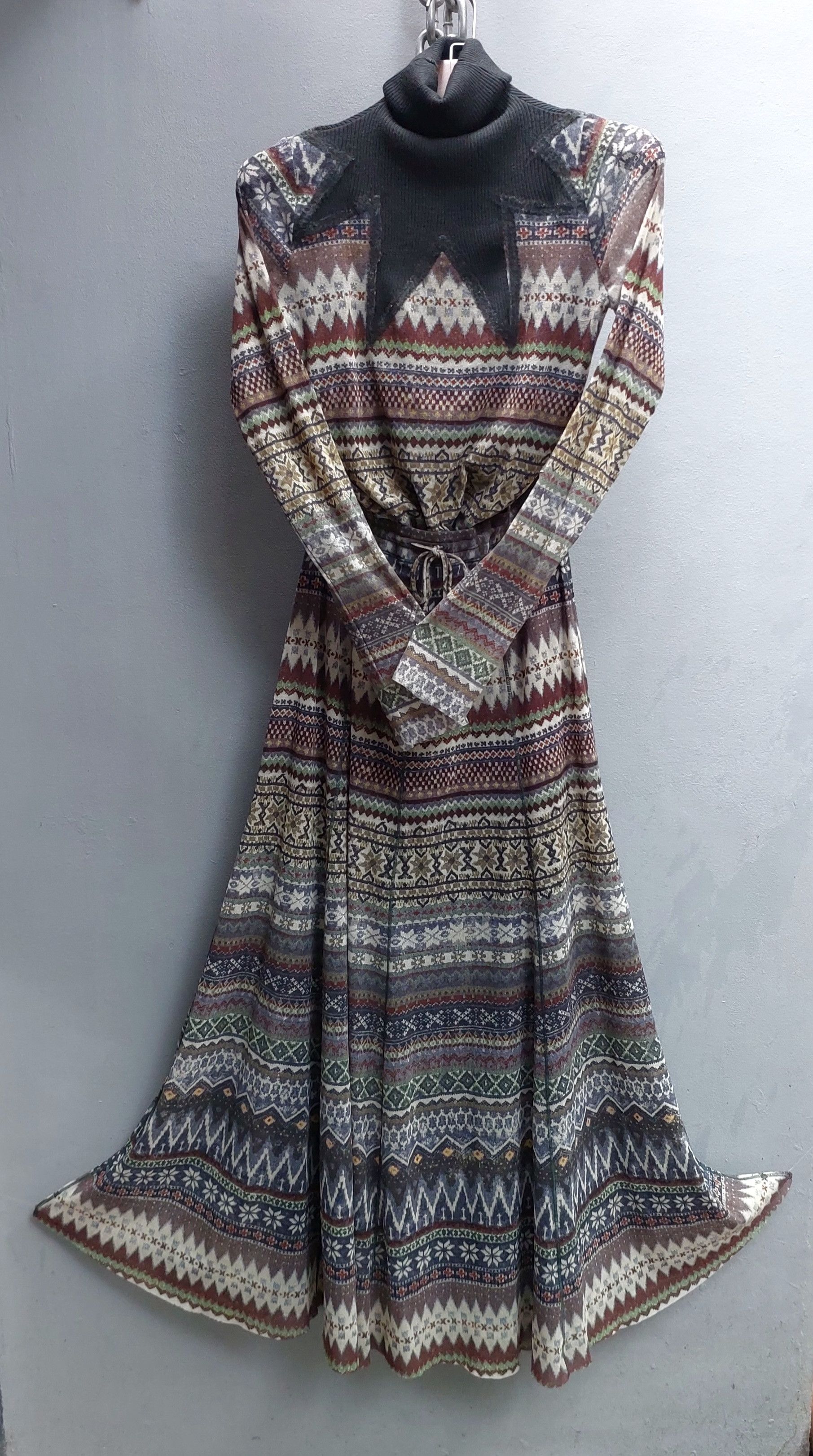 Jean Paul Gaultier Tribal Print Mesh Top and Skirt Set