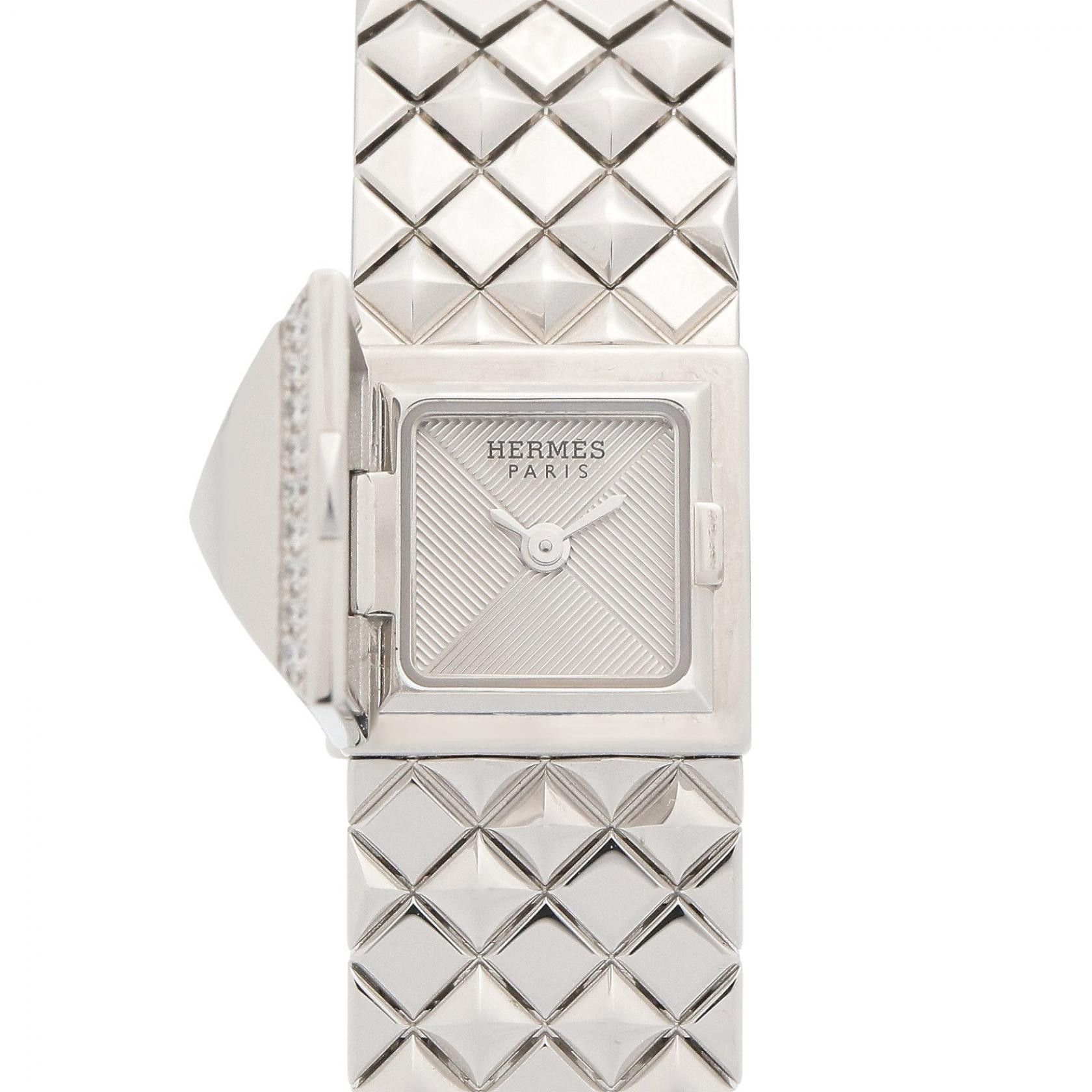 Hermes Hermes Hermes Medor Mini Au750 White Gold Diamond Watch Precious Metal Quartz ME7.192 DUTY FREE for USA Size ONE SIZE - 1 Thumbnail