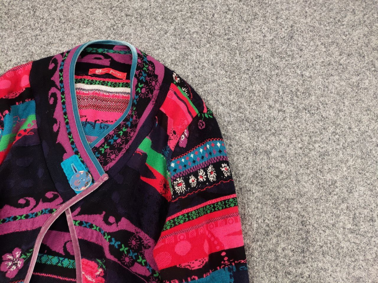 Designer Oliver Philips Floral pattern Merino wool Cropped Cardigan Size S / US 4 / IT 40 - 4 Thumbnail