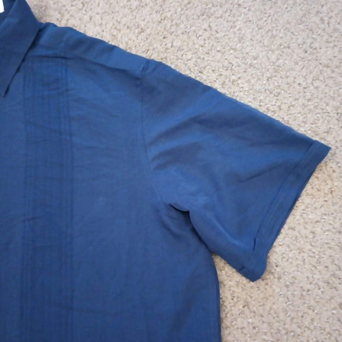 Liz Claiborne Claiborne Shirt Mens XLT Blue Striped Short Sleeve Button Up Polyester Blend Size US XL / EU 56 / 4 - 5 Thumbnail